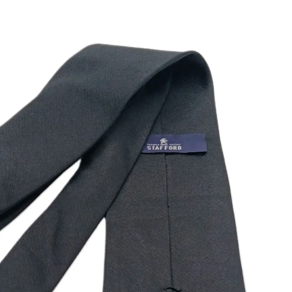 Stafford Silk Tie Mens 61.5” Solid Black Textured Classic Formal Corpcore New